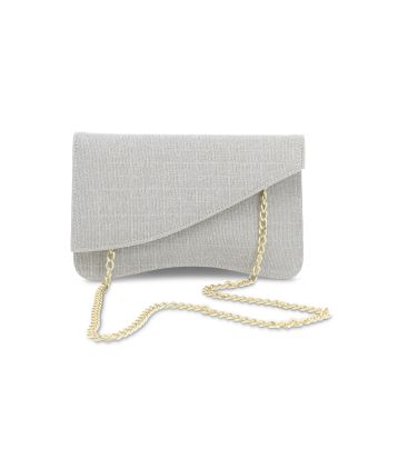 Borsa pochette con tracolla in tessuto galassia platino bj036b